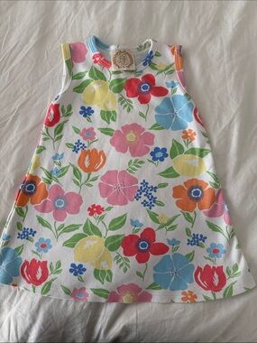 The Beaufort Bonnet Company White Floral A-Line Dress with Multicolor Flowers